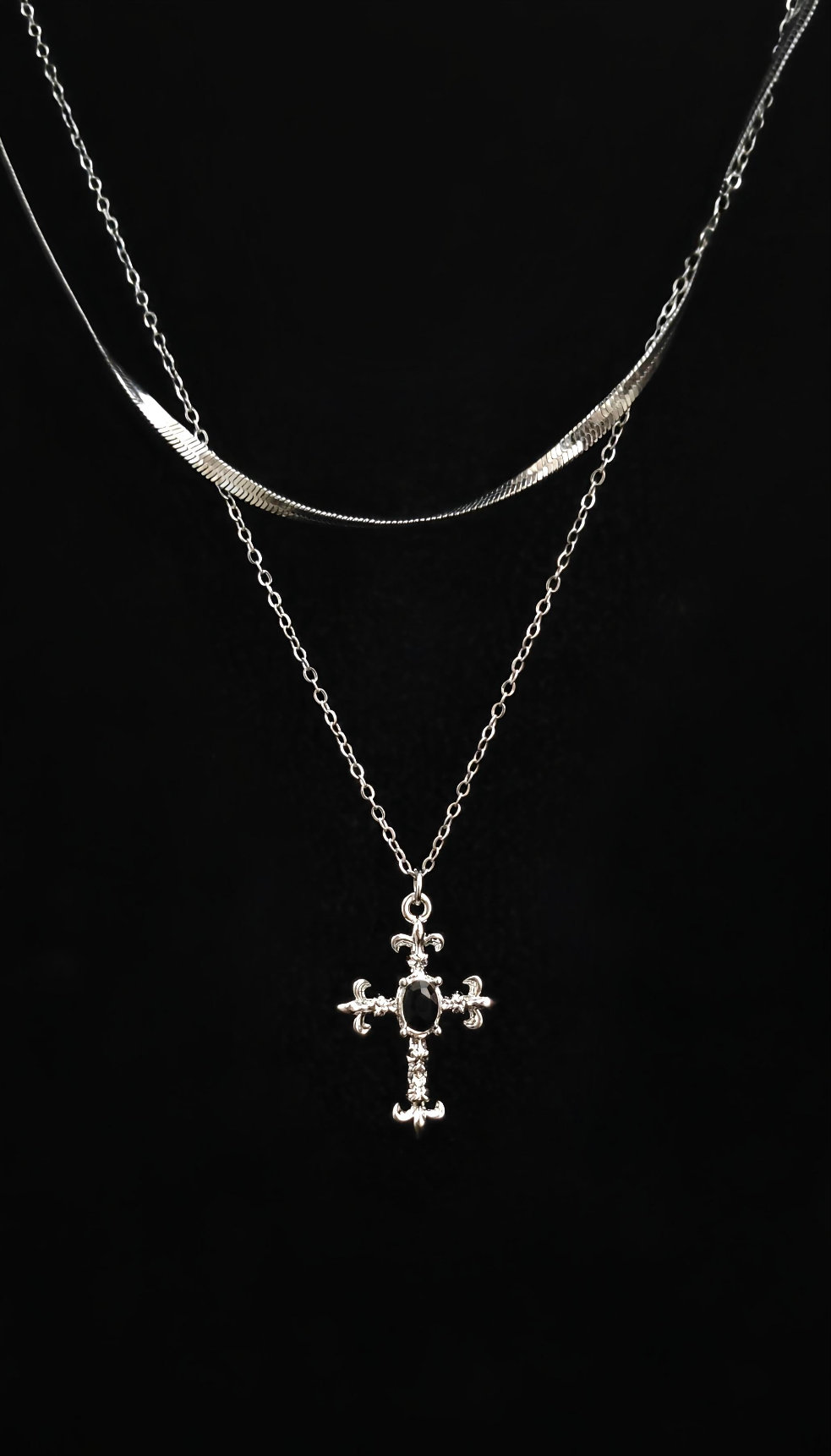 Layered Cross Chain Necklace