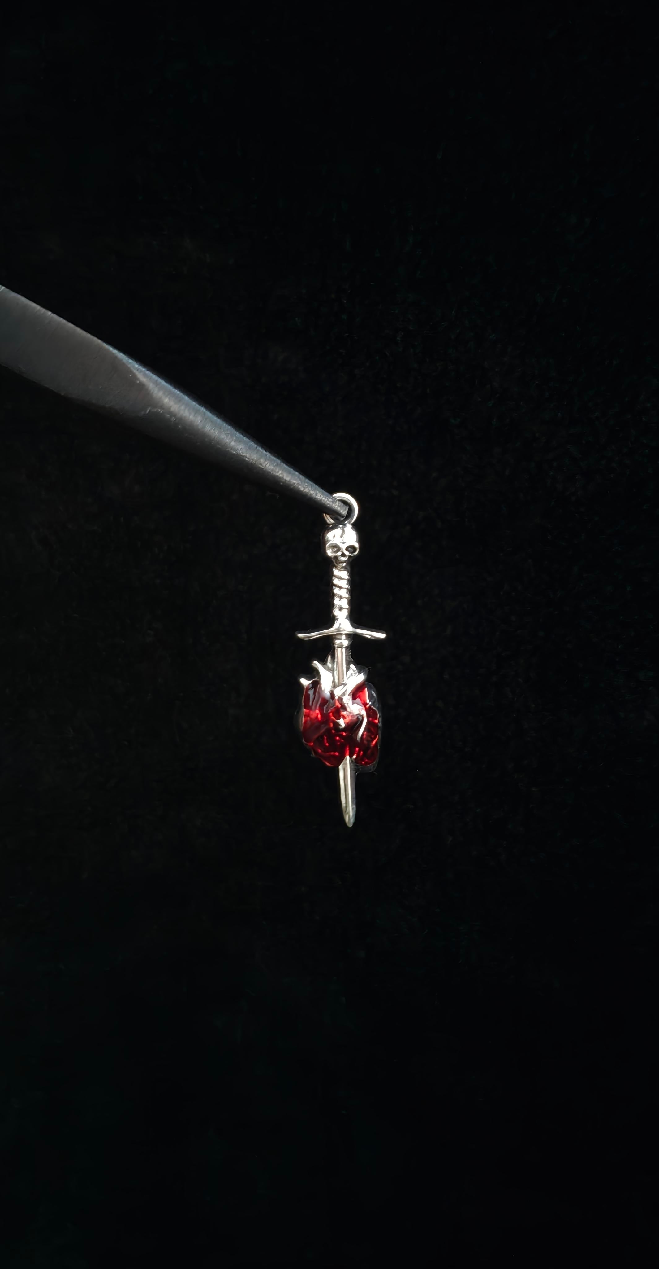 Sword Pierced Heart Pendant With 18" Chain