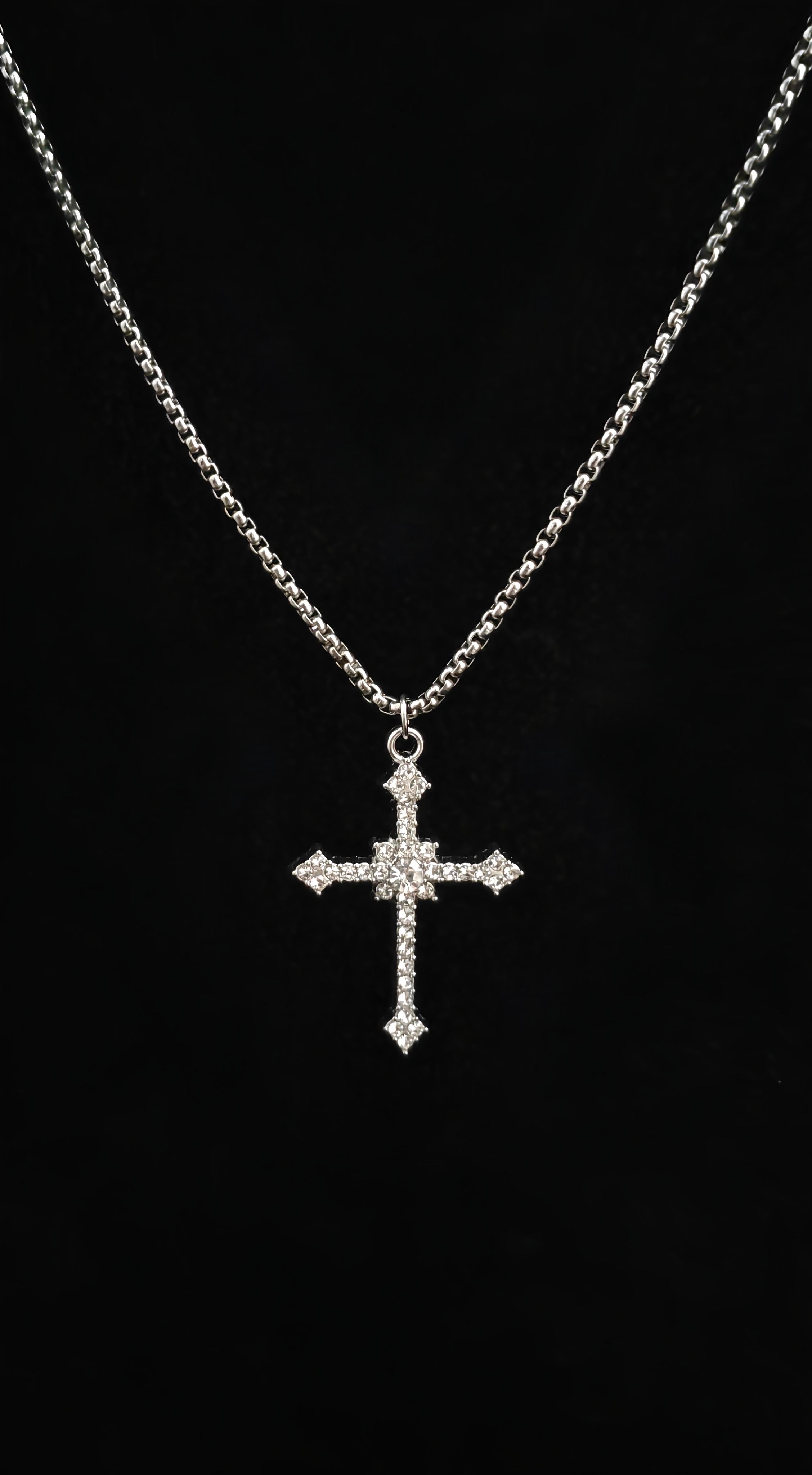 Iced Out Cross Pendant With 22" Chain