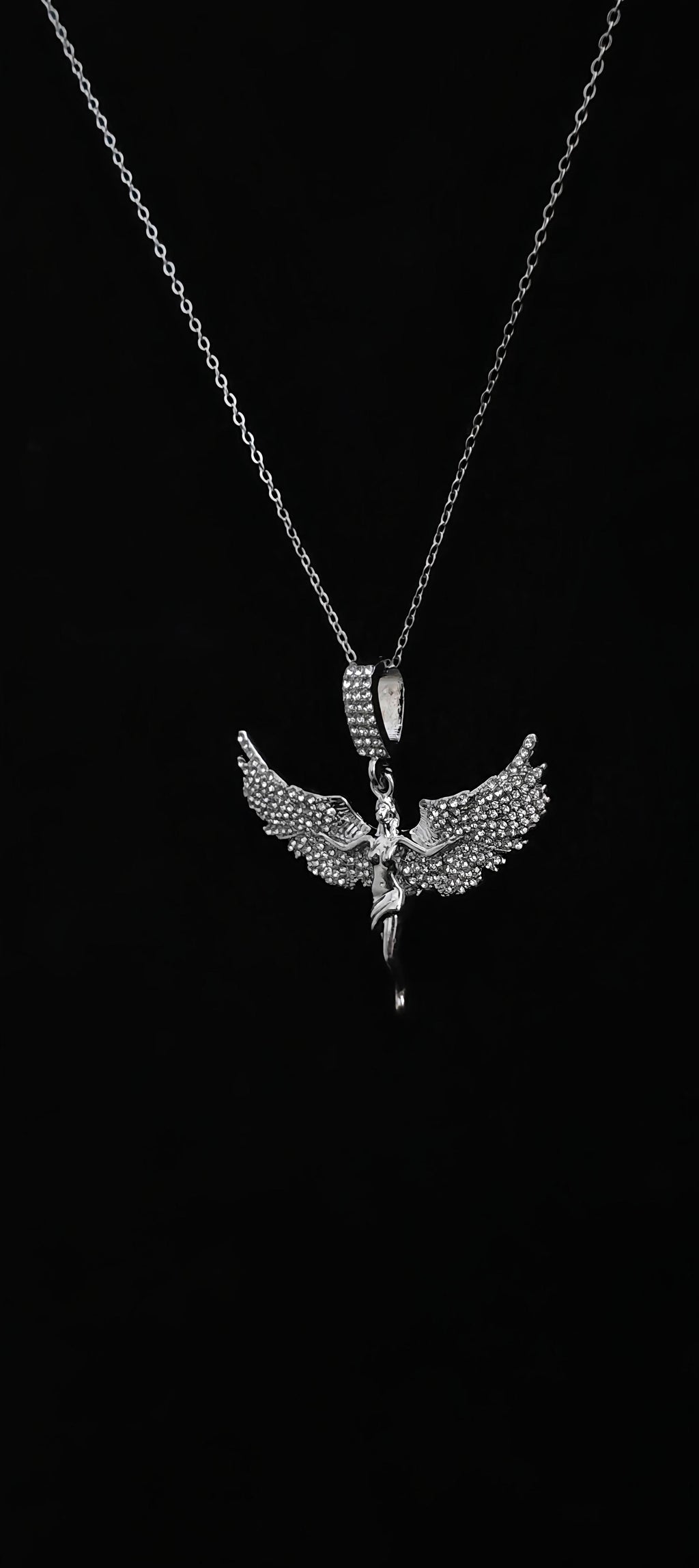 Iced Angel Pendant With 18" Chain