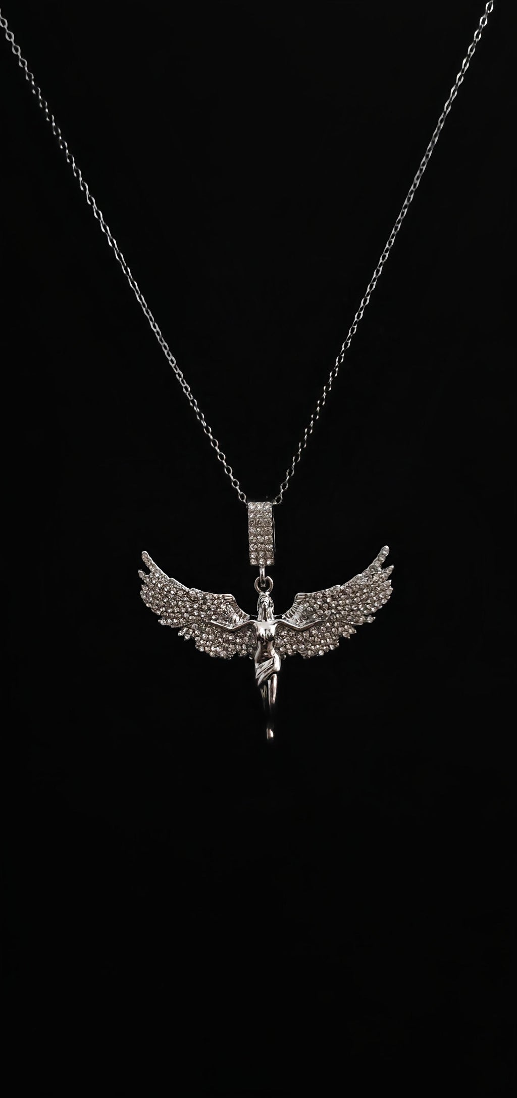Iced Angel Pendant With 18" Chain