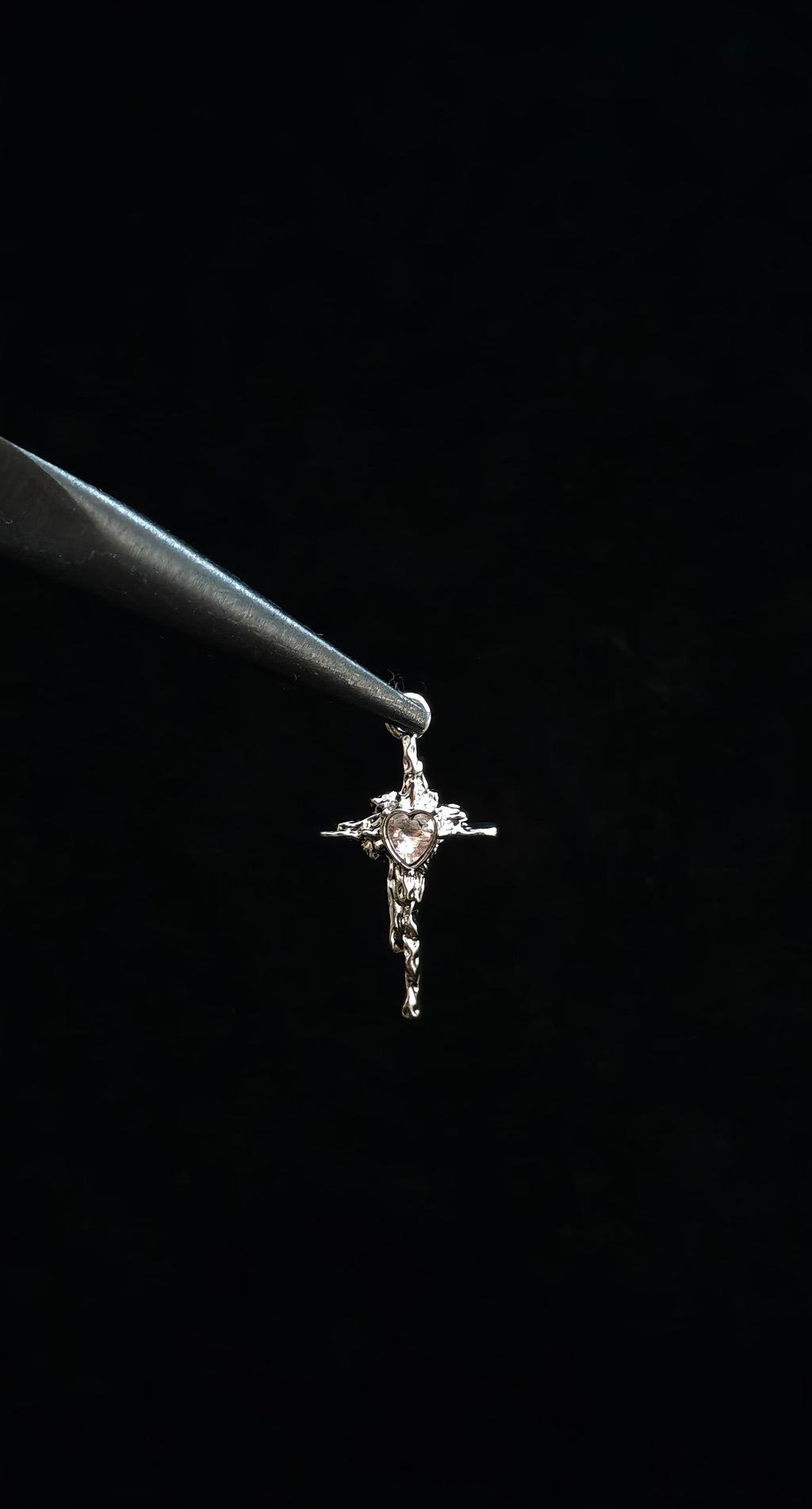 Pink Heart Cross Pendant With 18" Chain