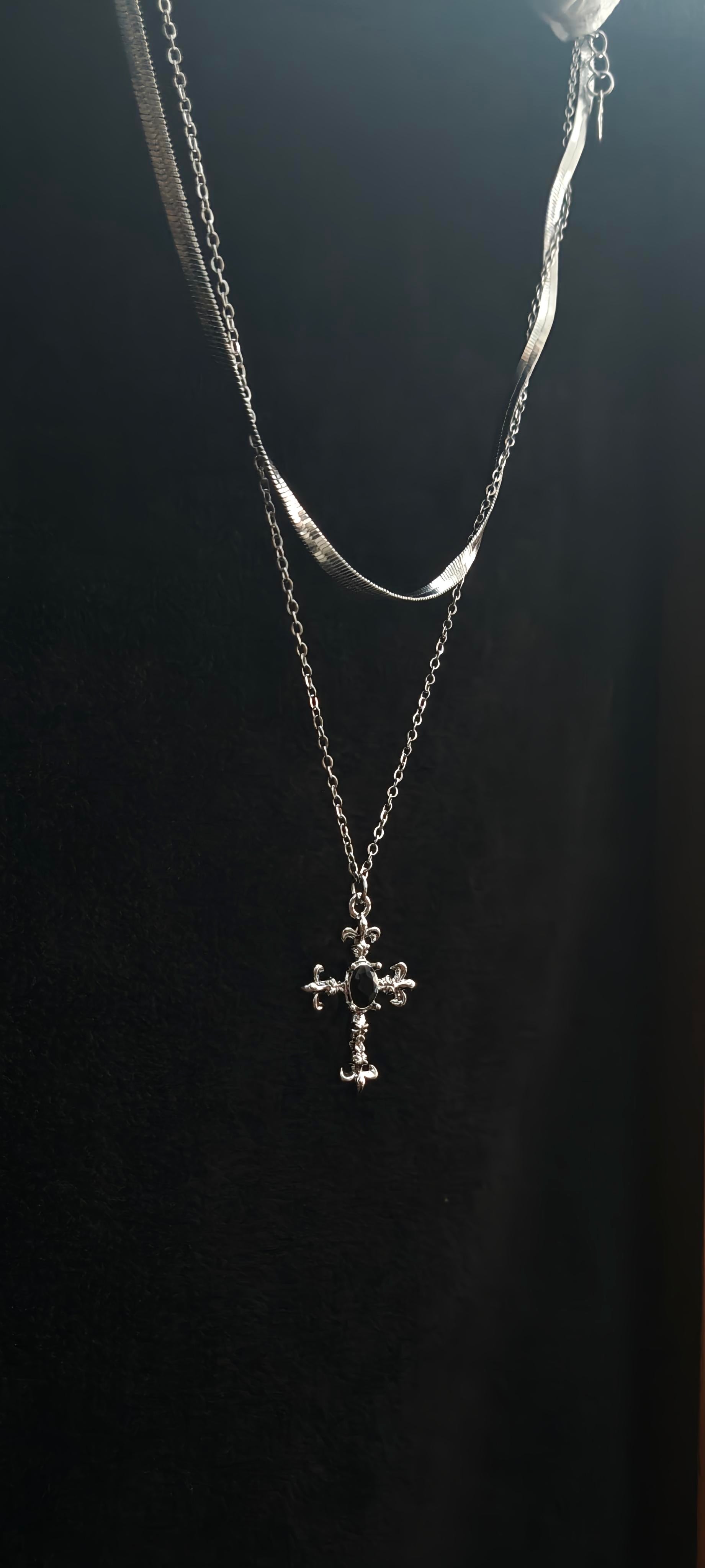 Layered Cross Chain Necklace
