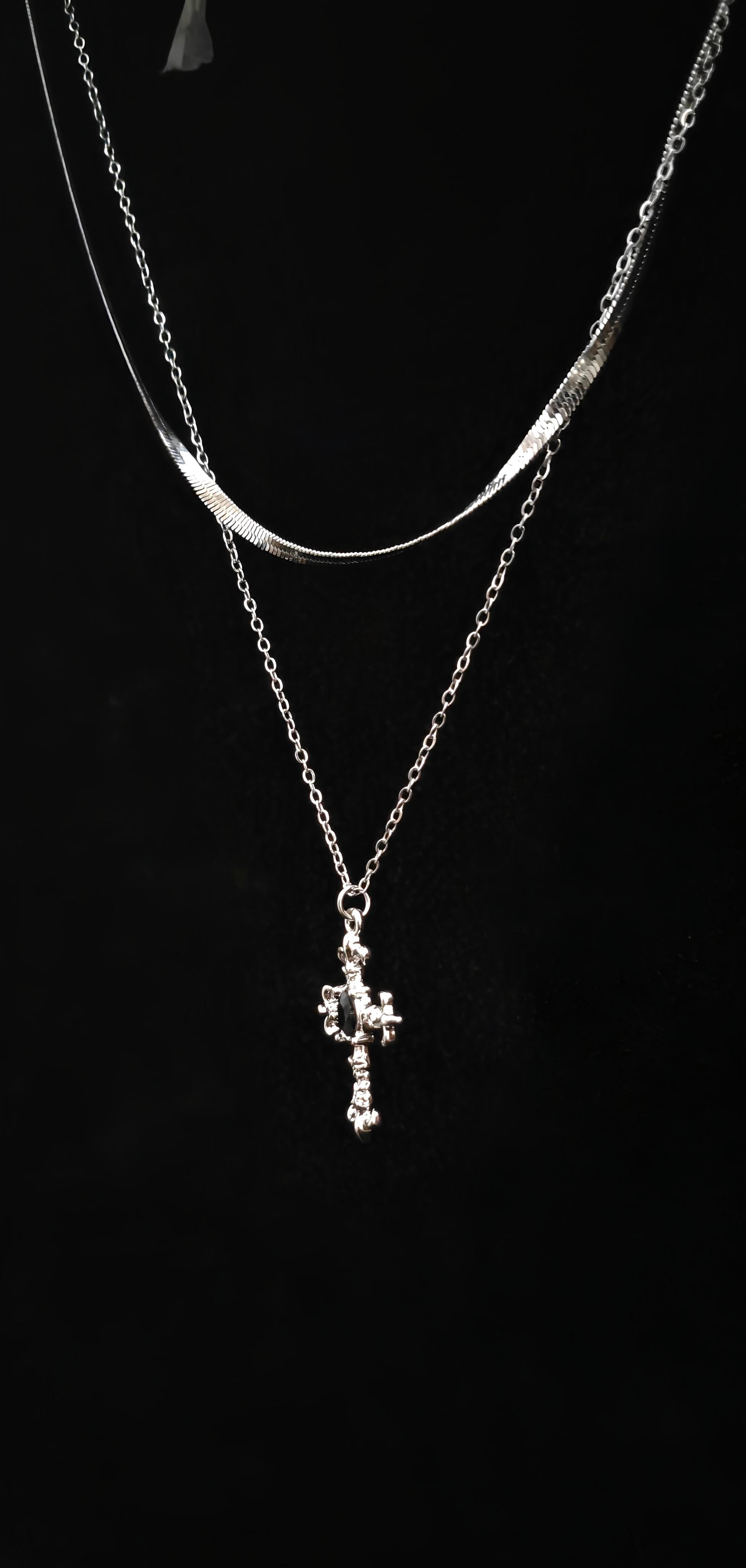 Layered Cross Chain Necklace