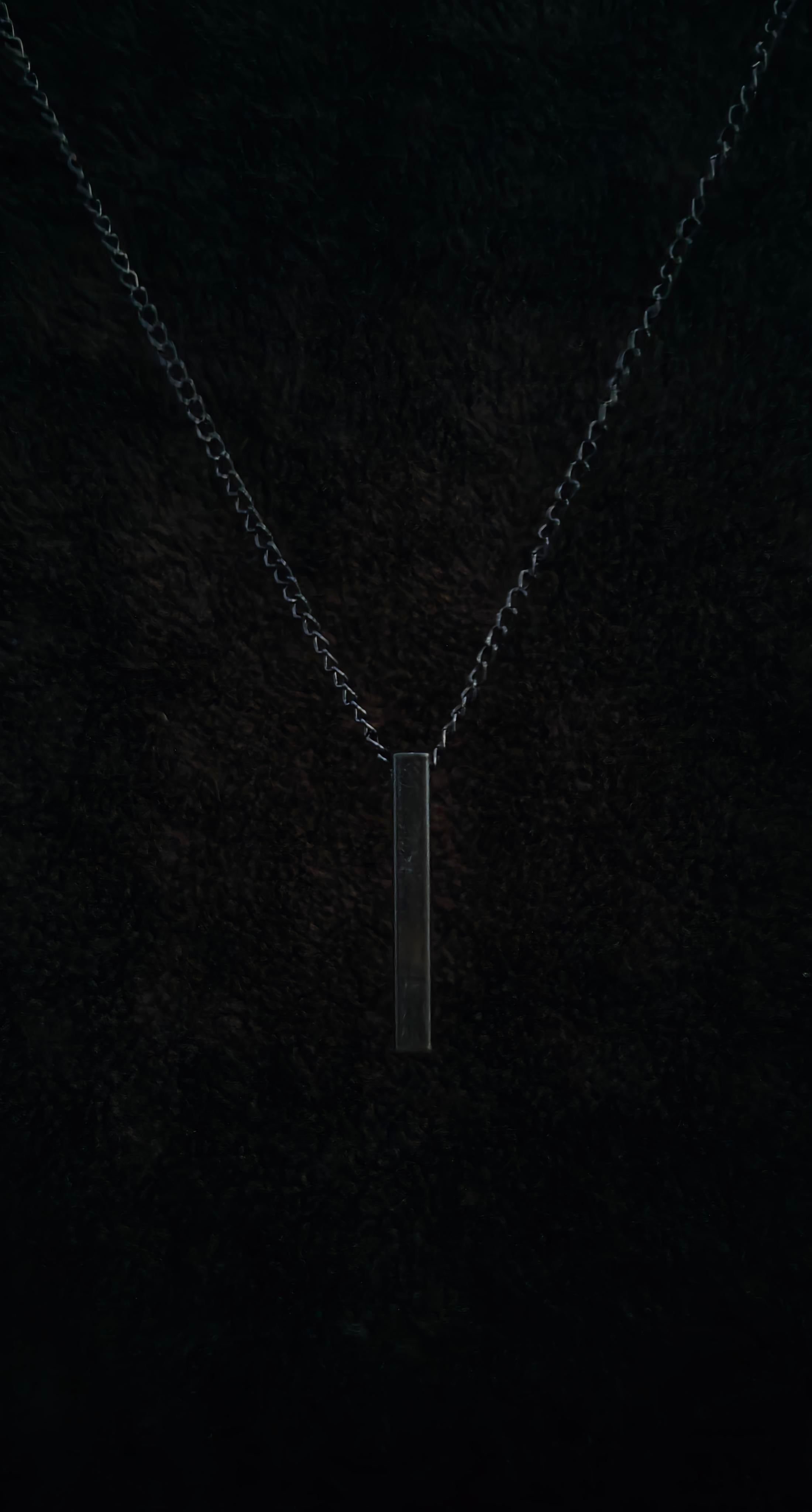Bar Pendant (Black) With 18" Chain
