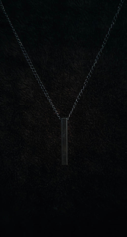 Bar Pendant (Black) With 18" Chain