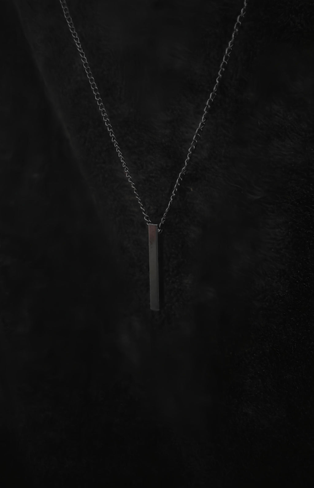 Bar Pendant (Black) With 18" Chain