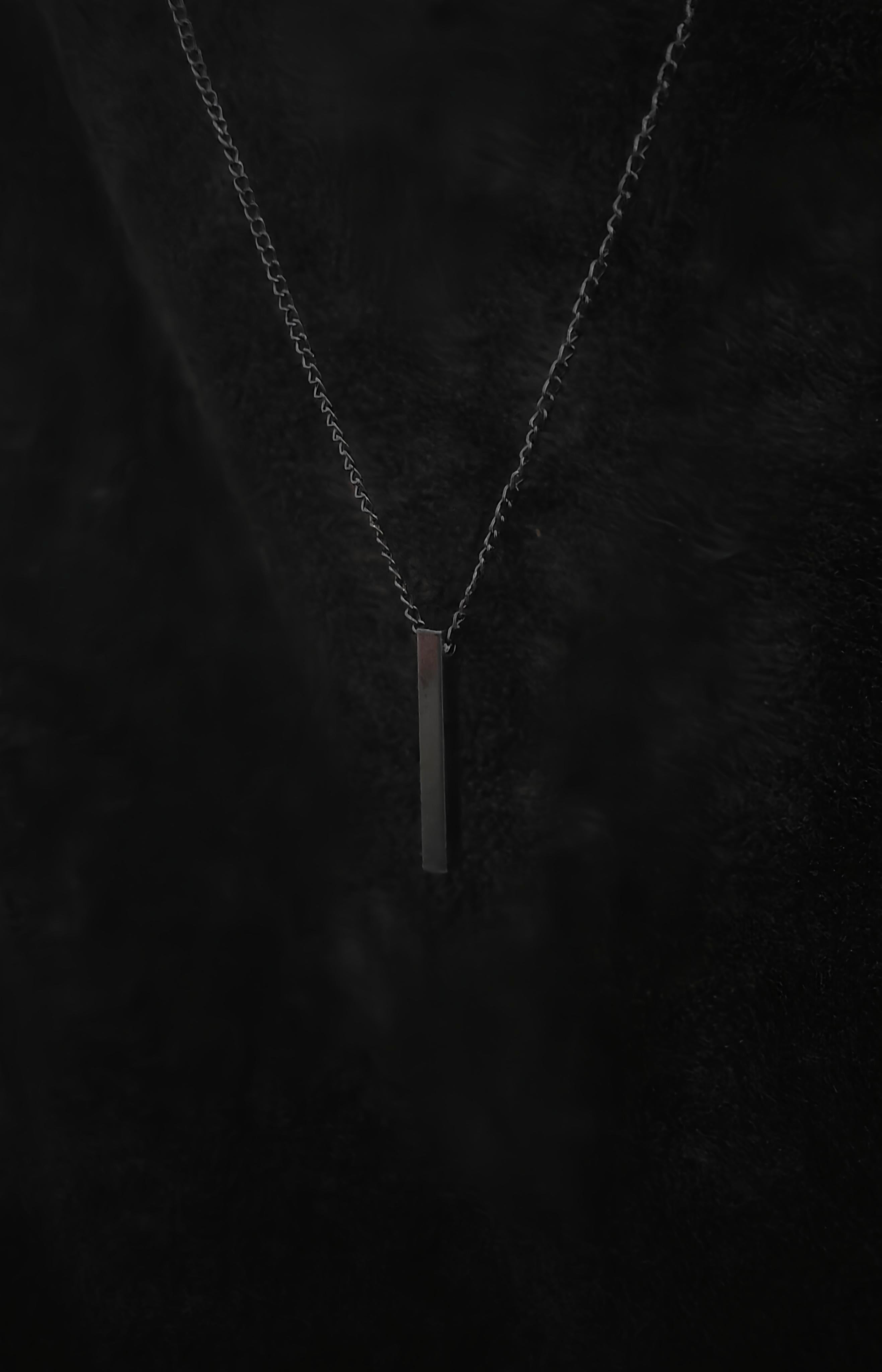 Bar Pendant (Black) With 18" Chain