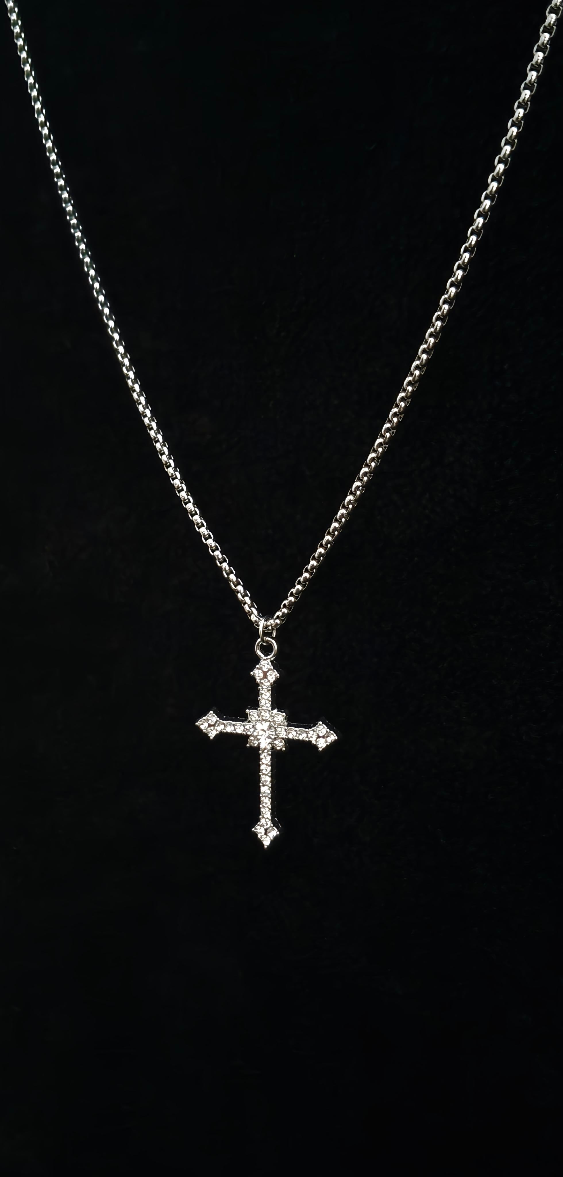 Iced Out Cross Pendant With 22" Chain